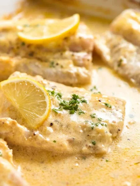 Baked Fish with Lemon Cream Sauce (Easy & Creamy Oven Recipe)
